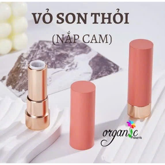 VỎ SON THỎI (TRỤ TRÒN - NẮP CAM/TRẮNG)