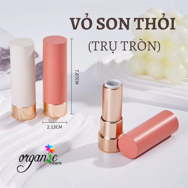 VỎ SON THỎI (TRỤ TRÒN - NẮP CAM/TRẮNG)
