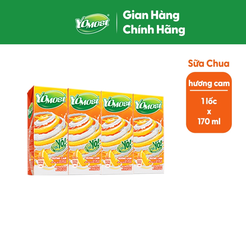 Ảnh Lốc Sữa Chua Lên Men Tự Nhiên Yomost Hương Cam 4x170ml 1