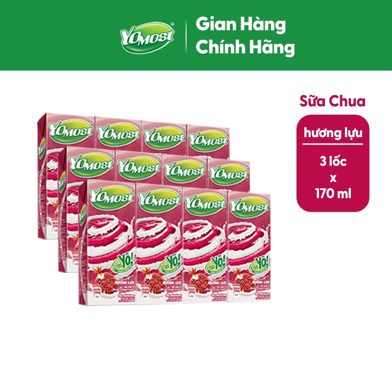 Ảnh Combo 3 Lốc sữa chua lên men tự nhiên Yomost hương lựu 4x170ml/lốc 1