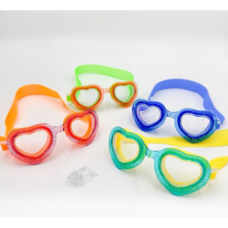 Kính Bơi Trẻ Em Trái Tim Chống Sương Mù, Gọng Silicone Mềm Cho Bé 5-10 Tuổi