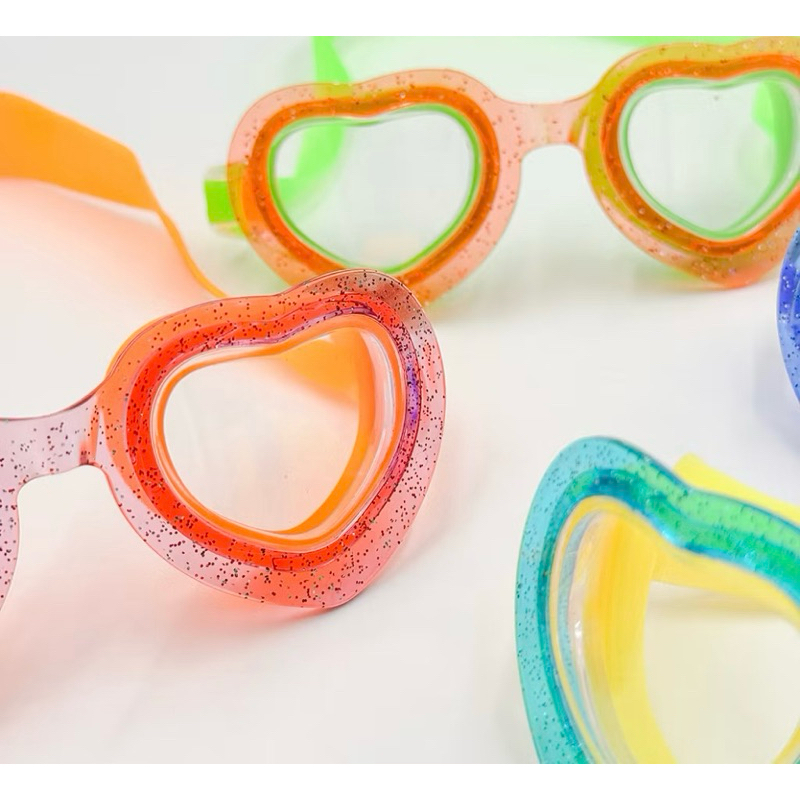 Kính Bơi Trẻ Em Trái Tim Chống Sương Mù, Gọng Silicone Mềm Cho Bé 5-10 Tuổi