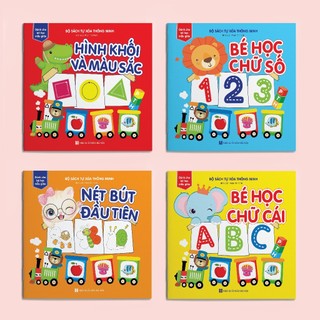 Sách 4 cuốn Sách tự xóa: Chữ cái - Nét bút - Chữ số - Hình khối & Màu sắc (tặng kèm bút)