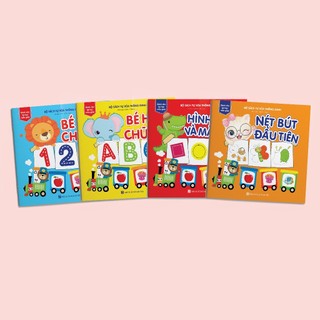 Sách 4 cuốn Sách tự xóa: Chữ cái - Nét bút - Chữ số - Hình khối & Màu sắc (tặng kèm bút)