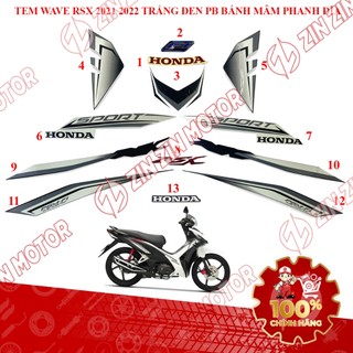 Tem Rời Wave RSX 110 Fi 2021 2022 Trắng Đen Bánh Mâm Phanh Đĩa Chính Hãng - ZZM