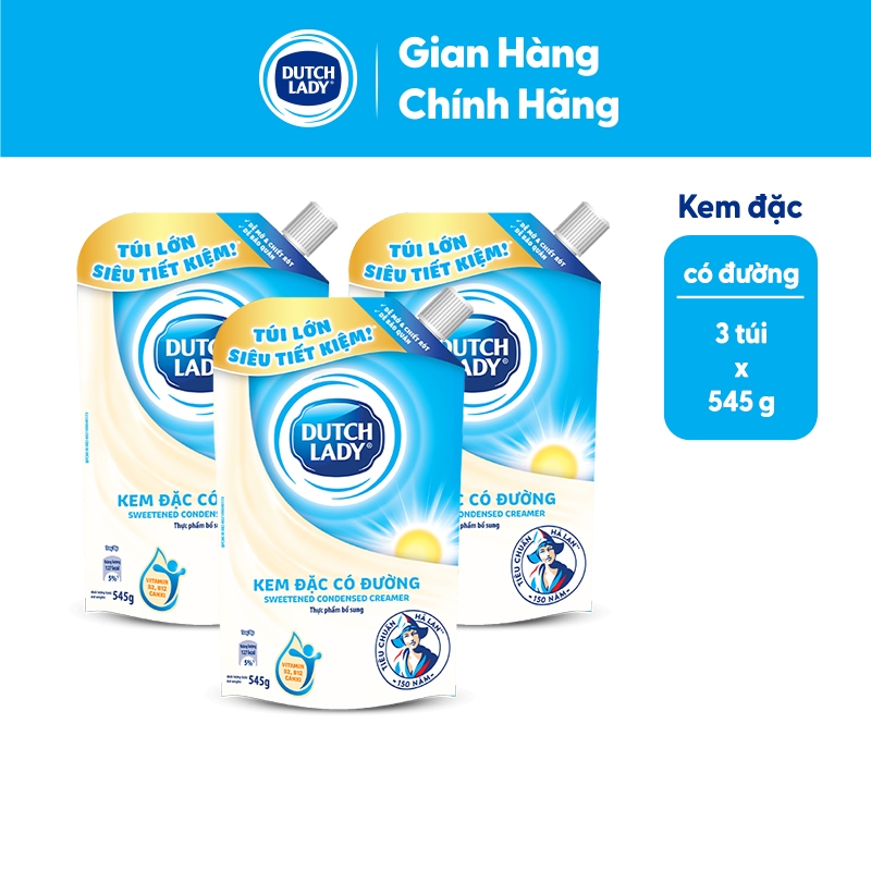 Ảnh Combo 3 Túi Kem đặc có đường Dutch Lady (545g/túi) 1