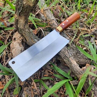Dao chặt xương inox chặt gà vịt siêu bén, nặng 560g hàng việt nam Hà Anh, cán gỗ tán đinh thủ công, cán trầy xước