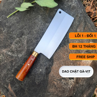 Dao chặt xương inox chặt gà vịt siêu bén, nặng 560g hàng việt nam Hà Anh, cán gỗ tán đinh thủ công, cán trầy xước