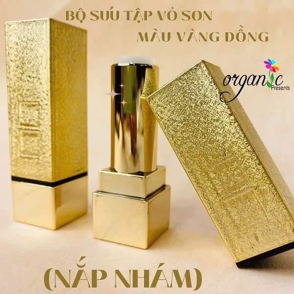 5 VỎ SON HANDMADE (VÀNG ĐỒNG NẮP NHÁM) - vỏ dán mạ vàng có vết nứt sẽ có tặng thêm vỏ cho khách yêu nha