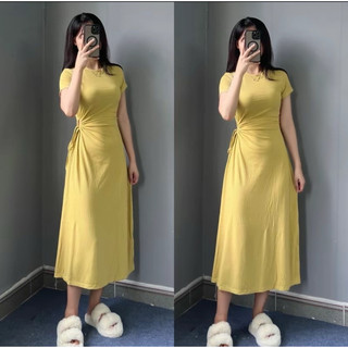[D08] Đầm Thun Nữ Dáng Dài Nhúng Eo-Váy Basic Thanh Lịch Sang Trọng Che Khuyết Điểm,Nhiều Màu