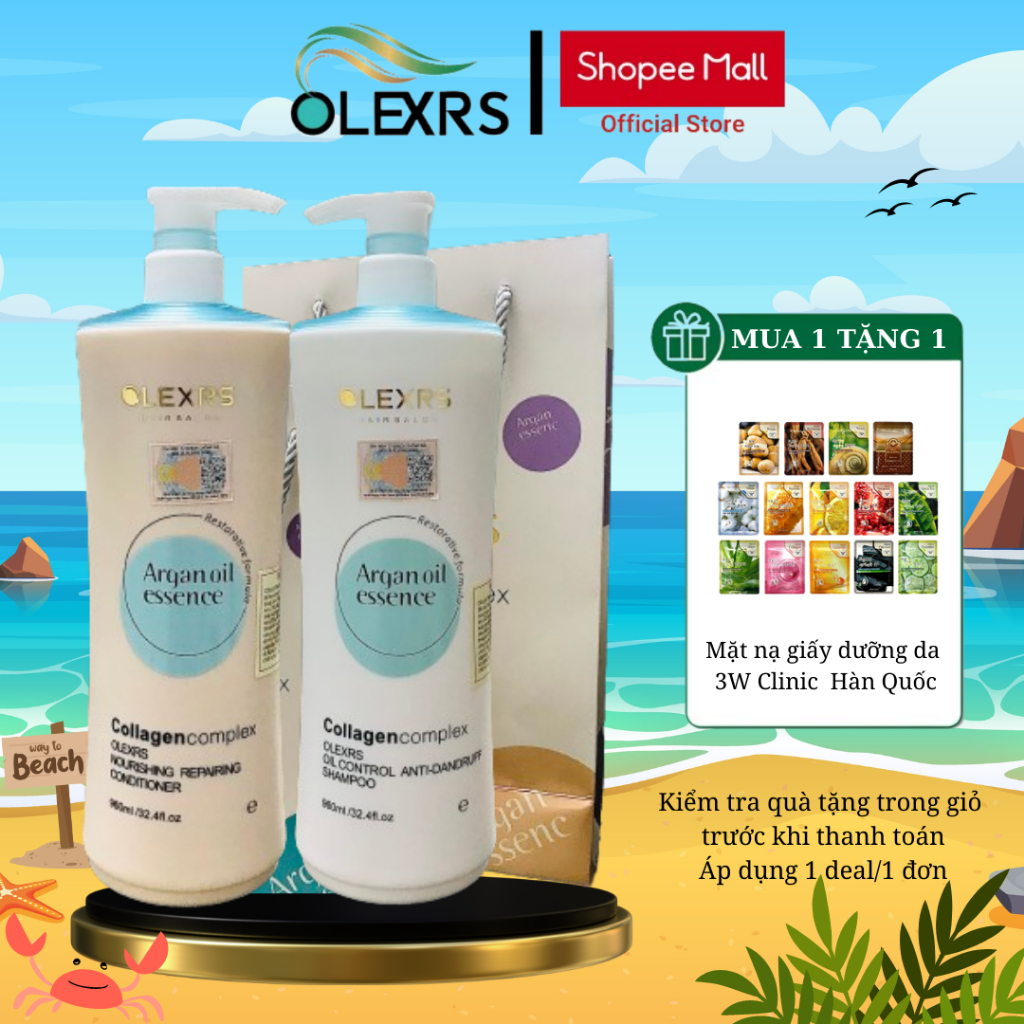 Ảnh Cặp Dầu Gội Xả Olexrs Hair Salon Ngăn Ngừa Gàu Và Kiềm Dầu 960ml (Xanh) 1