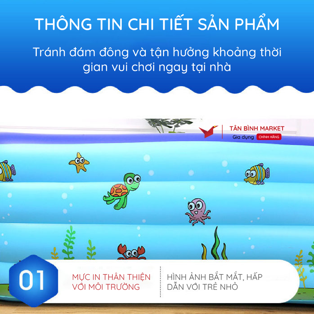 Bể Bơi Phao 3 Tầng KAW Đáy Bong Bóng Cách Nhiệt – Chống Trơn, Dày Dặn, Nhiều Size Cho Bé