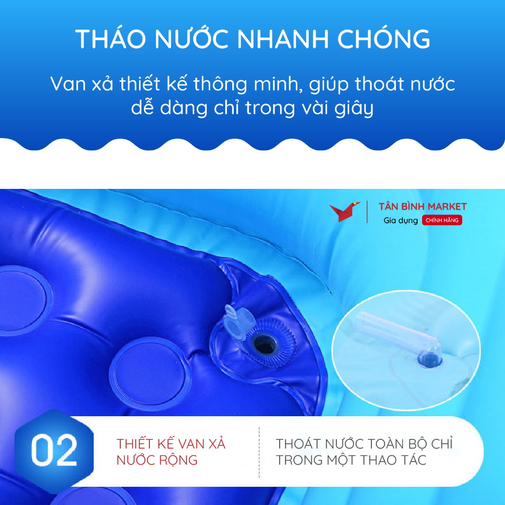 Bể Bơi Phao 3 Tầng KAW Đáy Bong Bóng Cách Nhiệt – Chống Trơn, Dày Dặn, Nhiều Size Cho Bé