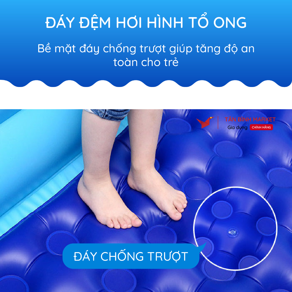Bể Bơi Phao 3 Tầng KAW Đáy Bong Bóng Cách Nhiệt – Chống Trơn, Dày Dặn, Nhiều Size Cho Bé