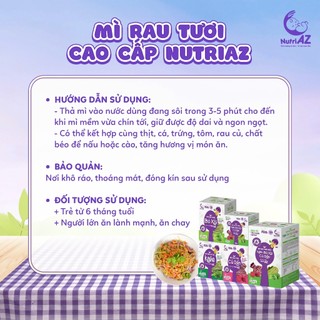 Mì Ăn Dặm Cải Kale Cao Cấp NutriAZ Rau Tươi Cho Bé Ăn Dặm Từ 6 Tháng Bổ Sung Vitamin Và Chất Xơ,120g