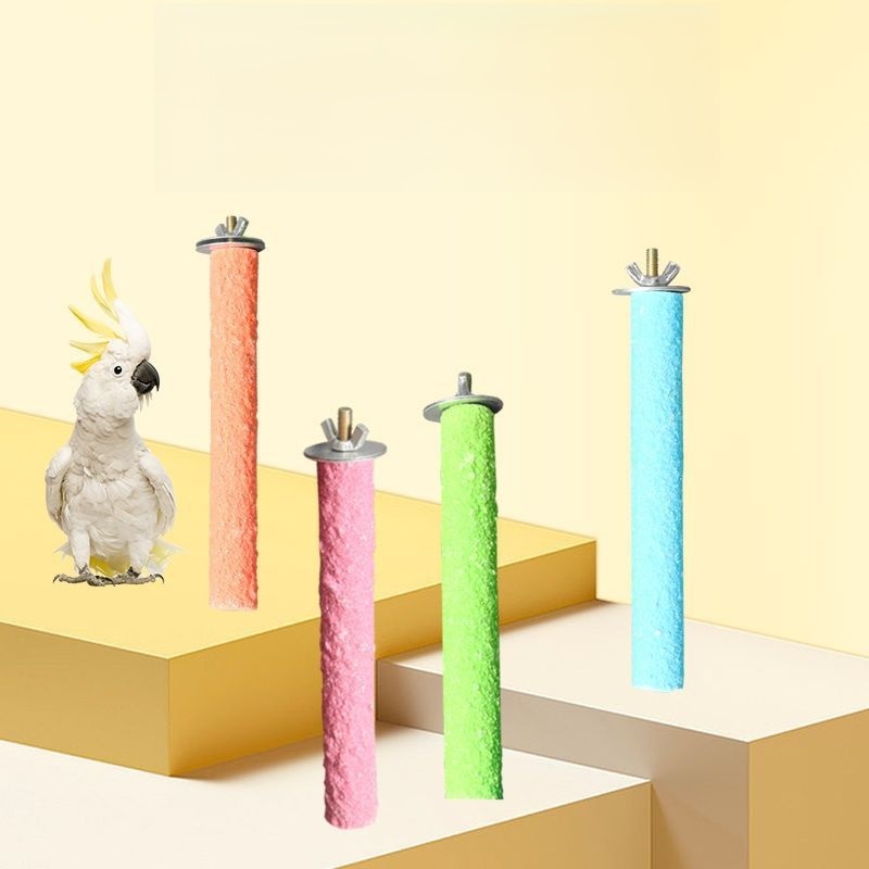[Giao Màu Ngẫu Nhiên] Cầu Gỗ Mài Móng Cho Vẹt Size 10-30cm Que Mài Mỏ Chim Gắn Lồng Tiện Lợi 