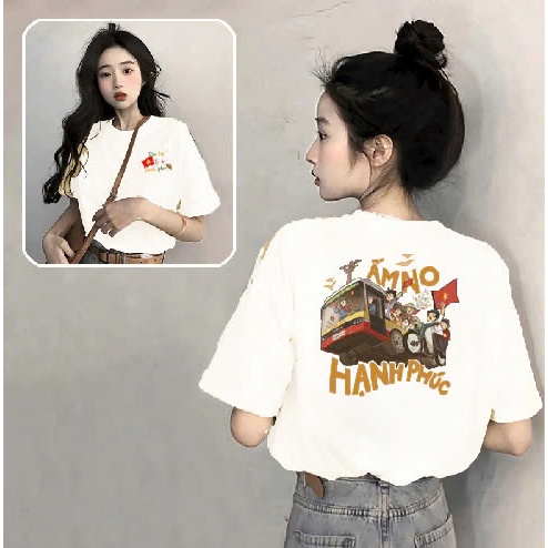 Áo Thun Nữ Tay Ngắn  VIỆT NAM  ẤM NO_ HẠNH PHÚC cotton 100 Cao Cấp.