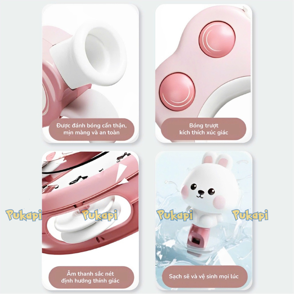 Lục Lạc Cho Bé Xúc Xắc  6 Món Bộ Xúc Xắc Cho Bé Hình Gấu Thỏ Cầm Vali Gặm Nướu Âm Thanh Vui Nhộn- Đồ Chơi Cho Bé PUKAPI