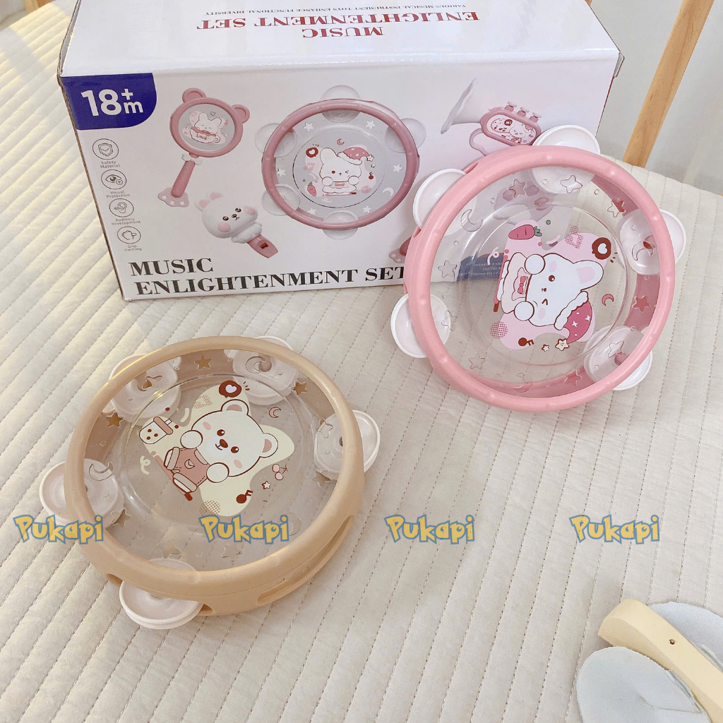 Lục Lạc Cho Bé Xúc Xắc  6 Món Bộ Xúc Xắc Cho Bé Hình Gấu Thỏ Cầm Vali Gặm Nướu Âm Thanh Vui Nhộn- Đồ Chơi Cho Bé PUKAPI
