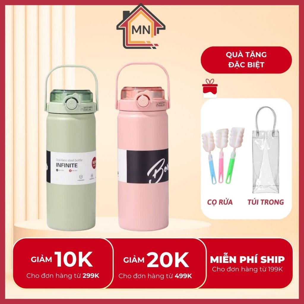 Bình nước giữ nhiệt BOSS thể tích 800ml/1000ml/1200ML có ống hút,chống tràn tốt giữ lạnh nóng lên đến 12H