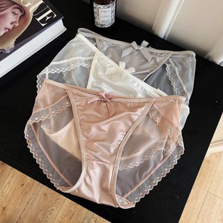 Quần Lót Cotton Viền Phối Ren Đính Nơ Ngọc Tiểu Thư Xinh Xắn, Quần Chip Mềm Thoáng Mát Co Giãn Tốt King Shop L-8836