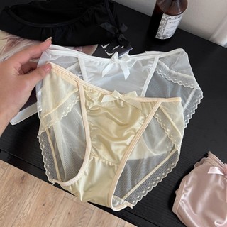 Quần Lót Cotton Viền Phối Ren Đính Nơ Ngọc Tiểu Thư Xinh Xắn, Quần Chip Mềm Thoáng Mát Co Giãn Tốt King Shop L-8836