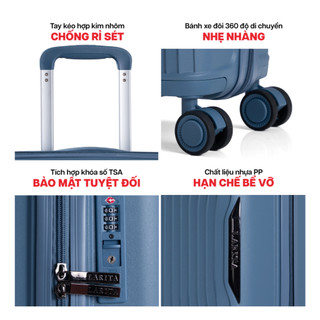 [COMBO SIÊU HỜI] 2 Vali Kéo MIA Du Lịch Larita ROTA - Size 20/24/28, Nhựa PP Hạn Chế Bể Vỡ, Khoá TSA Bảo Mật Cao