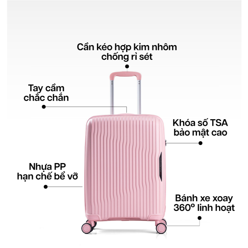 Ảnh Combo 2 Vali Kéo MIAvn Du Lịch Larita ROTA - Size 20/24/28, Nhựa PP Hạn Chế Bể Vỡ, Bảo Hành Trọn Đời 3