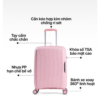 [COMBO SIÊU HỜI] 2 Vali Kéo MIA Du Lịch Larita ROTA - Size 20/24/28, Nhựa PP Hạn Chế Bể Vỡ, Khoá TSA Bảo Mật Cao