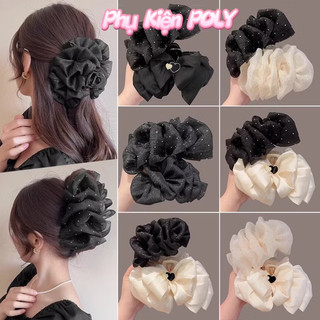 Kẹp Tóc Nơ Tiểu Thư To Đính Ngọc Sang Trọng Thời Trang Hàn Quốc Trendy