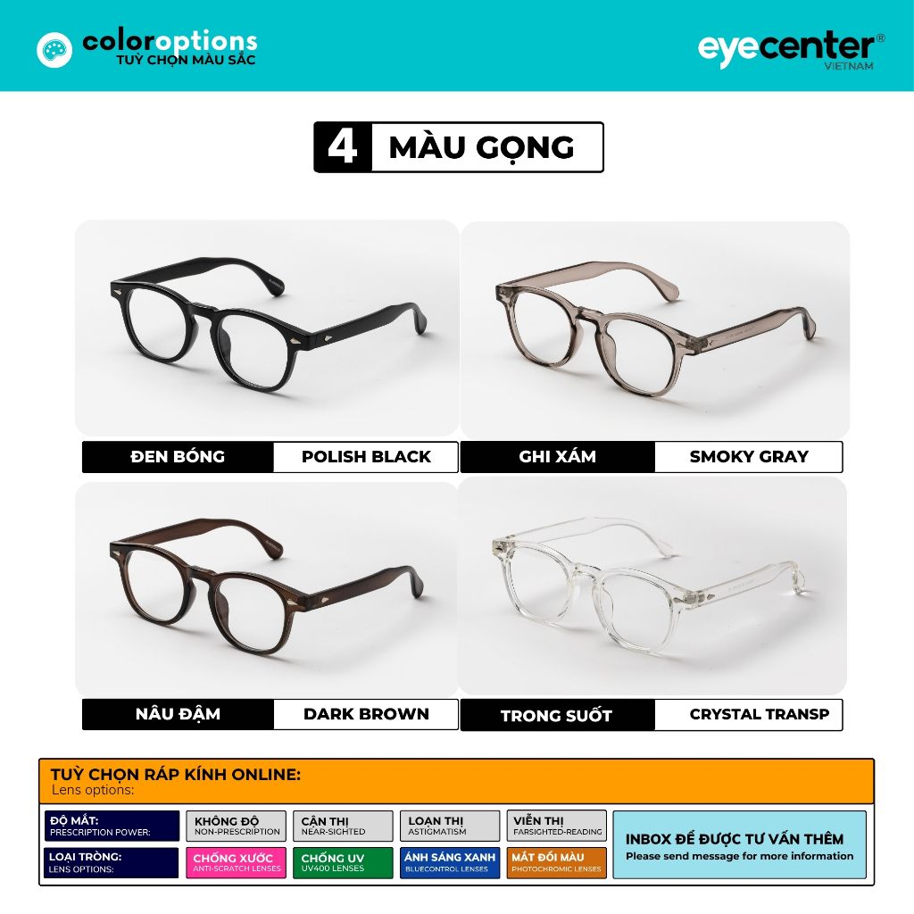 Ảnh Gọng kính cận nam nữ chính hãng EYECENTER C90S nhựa dẻo siêu nhẹ nhập khẩu by Eye Center Vietnam 1