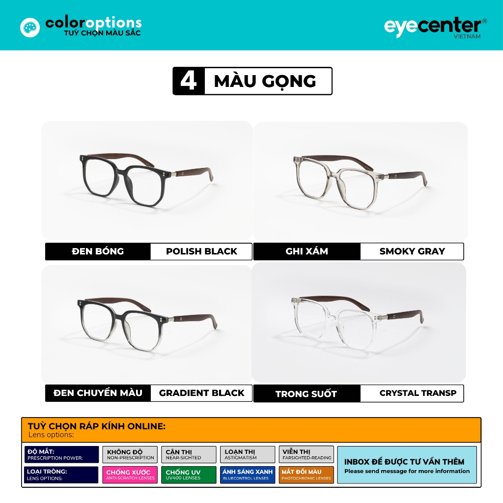 Ảnh Gọng kính cận nam nữ chính hãng EYECENTER B147S nhựa dẻo siêu nhẹ nhập khẩu by Eye Center Vietnam 1