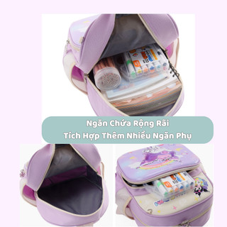 Balo Tiểu Học In Hình Kuromi Cho Bé - Balo Học Sinh Chống Gù 3D Nổi Chất Liệu Chống Thấm Nước chất Liệu An Toàn Cho Bé
