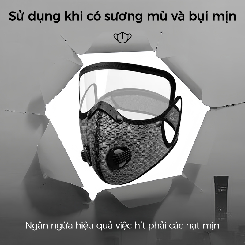 Mặt nạ bảo vệ xe máy, chống giọt bắn, chống tia UV, có van thở, chống bụi và chống sương mù, kính bảo hộ có thể tháo rời