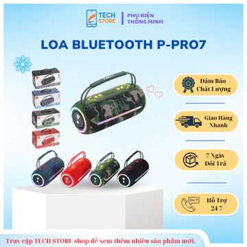 Loa Bluetooth P-Pro7, Loa Bluetooth mini Độ Đèn Led, loa Bluetooth Bass mạnh Âm Bass Căng