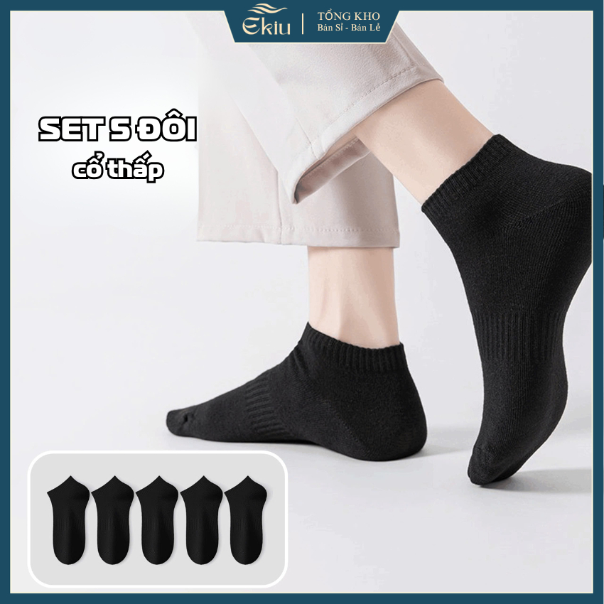 Tất vớ nam cổ ngắn chất liệu mềm mịn co giãn 4 chiều, thoáng khí giảm hôi chân - Ekiu Shop