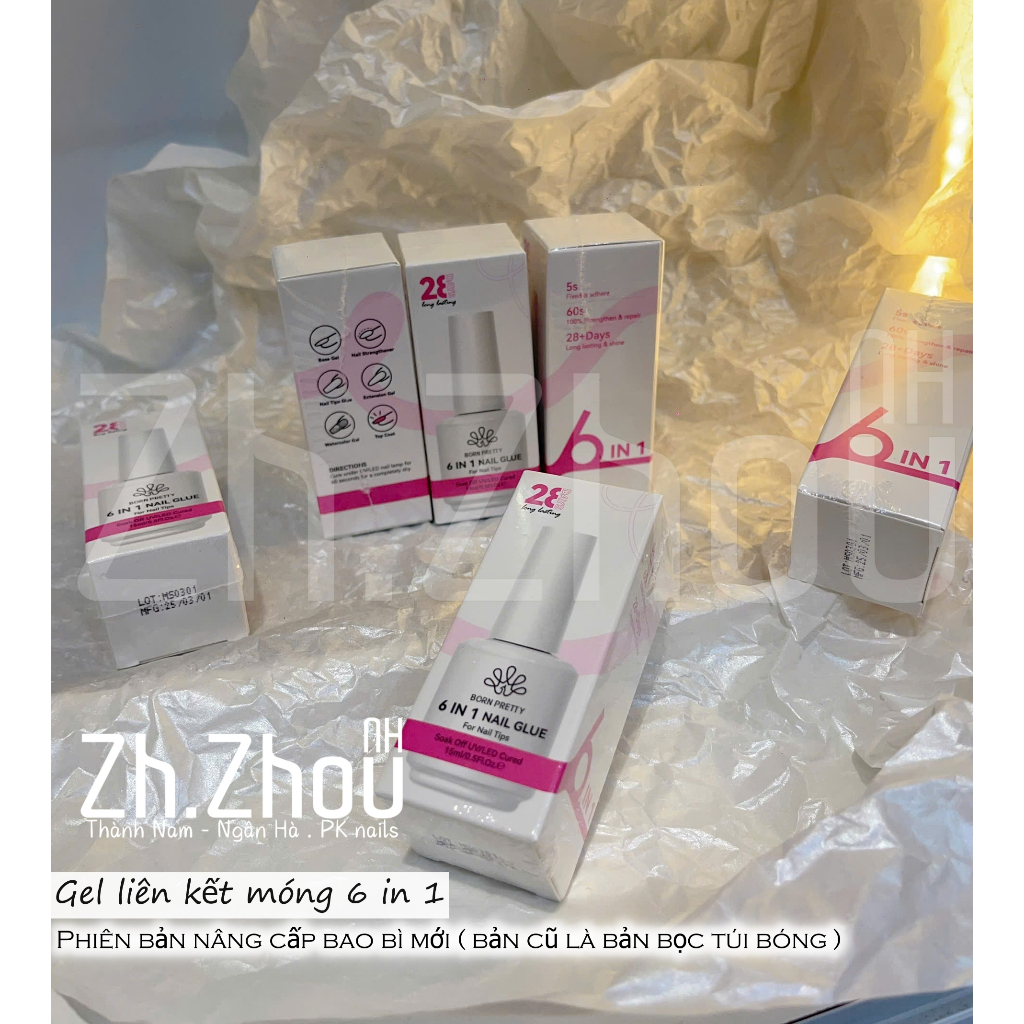 GEl 6 in 1 , gel úp móng, Glue gel for nail tip- gắn móng úp, nối đắp, cm, loang