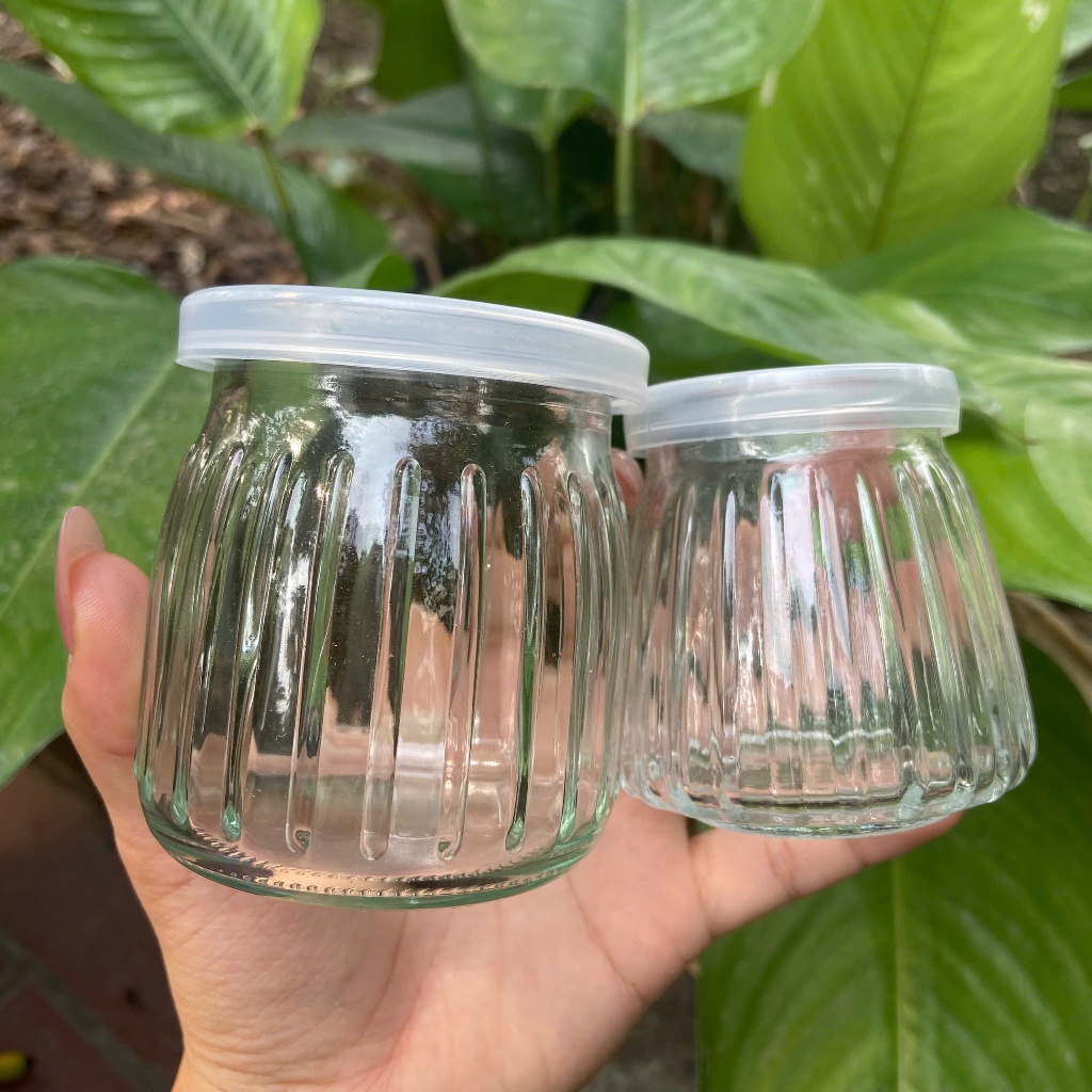 Combo 12 Hũ sữa chua thủy tinh dáng sọc 100ml 200ml