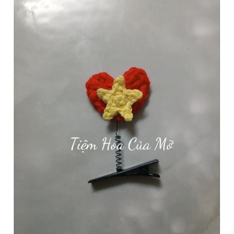 Kẹp Tóc Cờ Đỏ Sao Vàng , Kẹp Tóc Lò Xo Len
