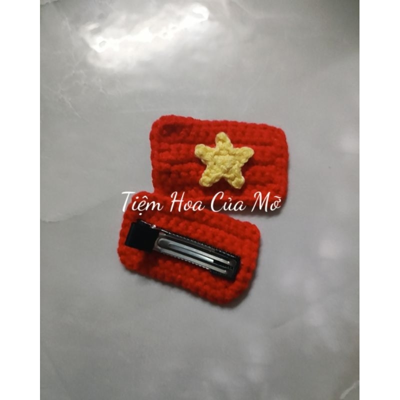 Kẹp Tóc Cờ Đỏ Sao Vàng , Kẹp Tóc Lò Xo Len