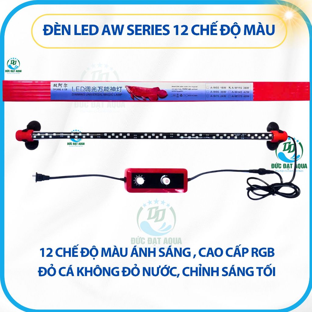 đèn led aw series 12 chế độ màu RGB đỏ cá k đỏ nước,cho cá rồng và tất cả các loại cá cảnh