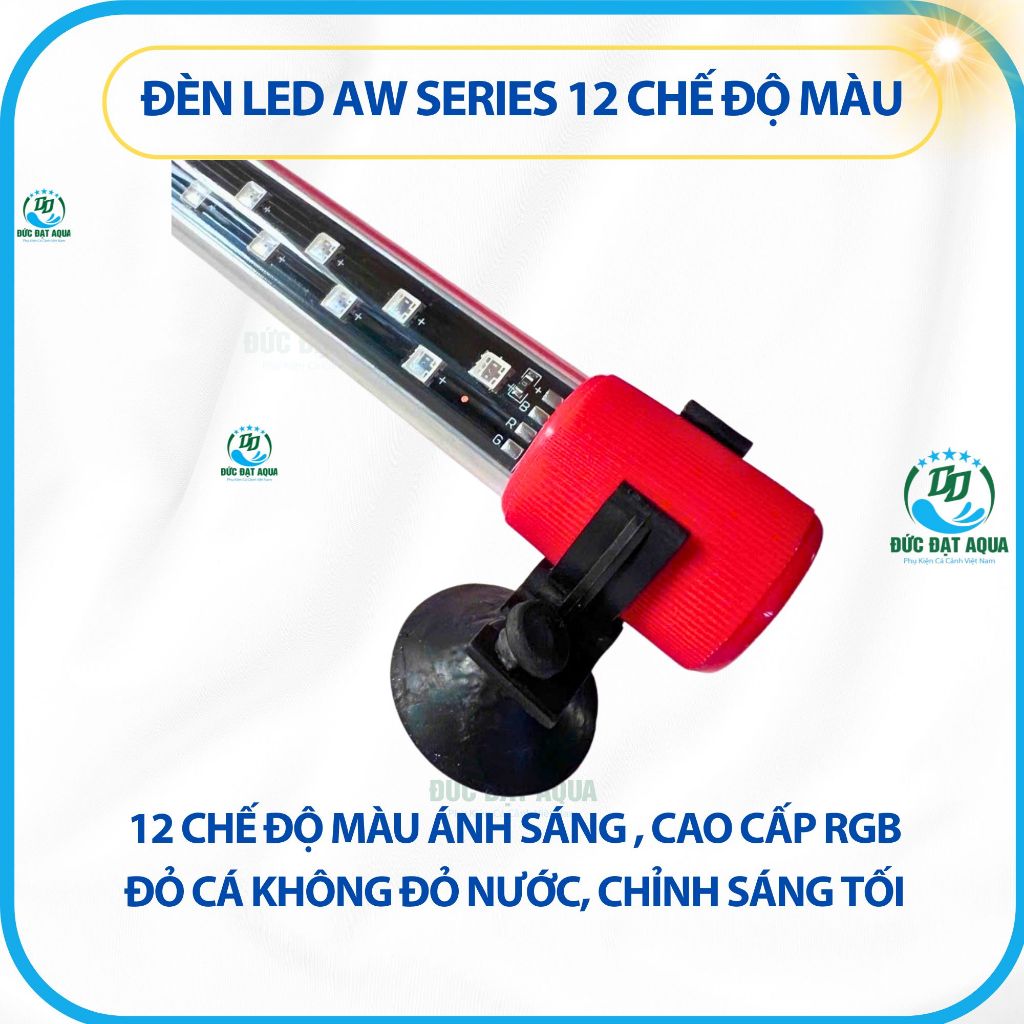 đèn led aw series 12 chế độ màu RGB đỏ cá k đỏ nước,cho cá rồng và tất cả các loại cá cảnh 8
