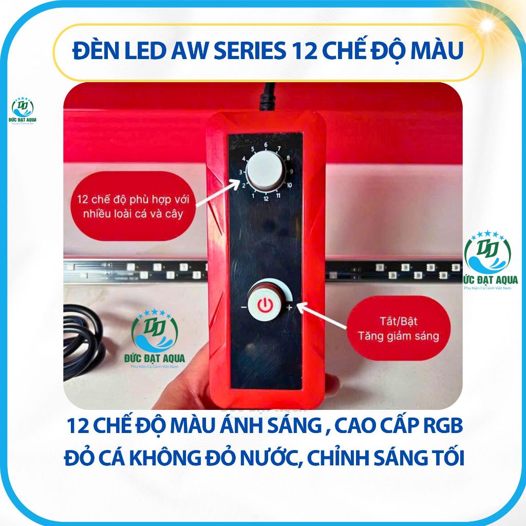 đèn led aw series 12 chế độ màu RGB đỏ cá k đỏ nước,cho cá rồng và tất cả các loại cá cảnh 7