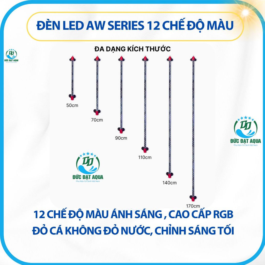 đèn led aw series 12 chế độ màu RGB đỏ cá k đỏ nước,cho cá rồng và tất cả các loại cá cảnh 5