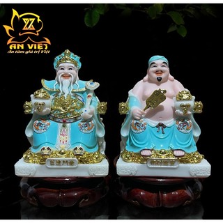 Bộ Tượng Thần Tài - Thổ Địa Phú Quý Gấm [Hợp Mệnh THỦY] - Cao 20cm - TD2506 - Nội Thất An Việt