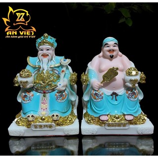 Bộ Tượng Thần Tài - Thổ Địa Phú Quý Gấm [Hợp Mệnh THỦY] - Cao 20cm - TD2506 - Nội Thất An Việt