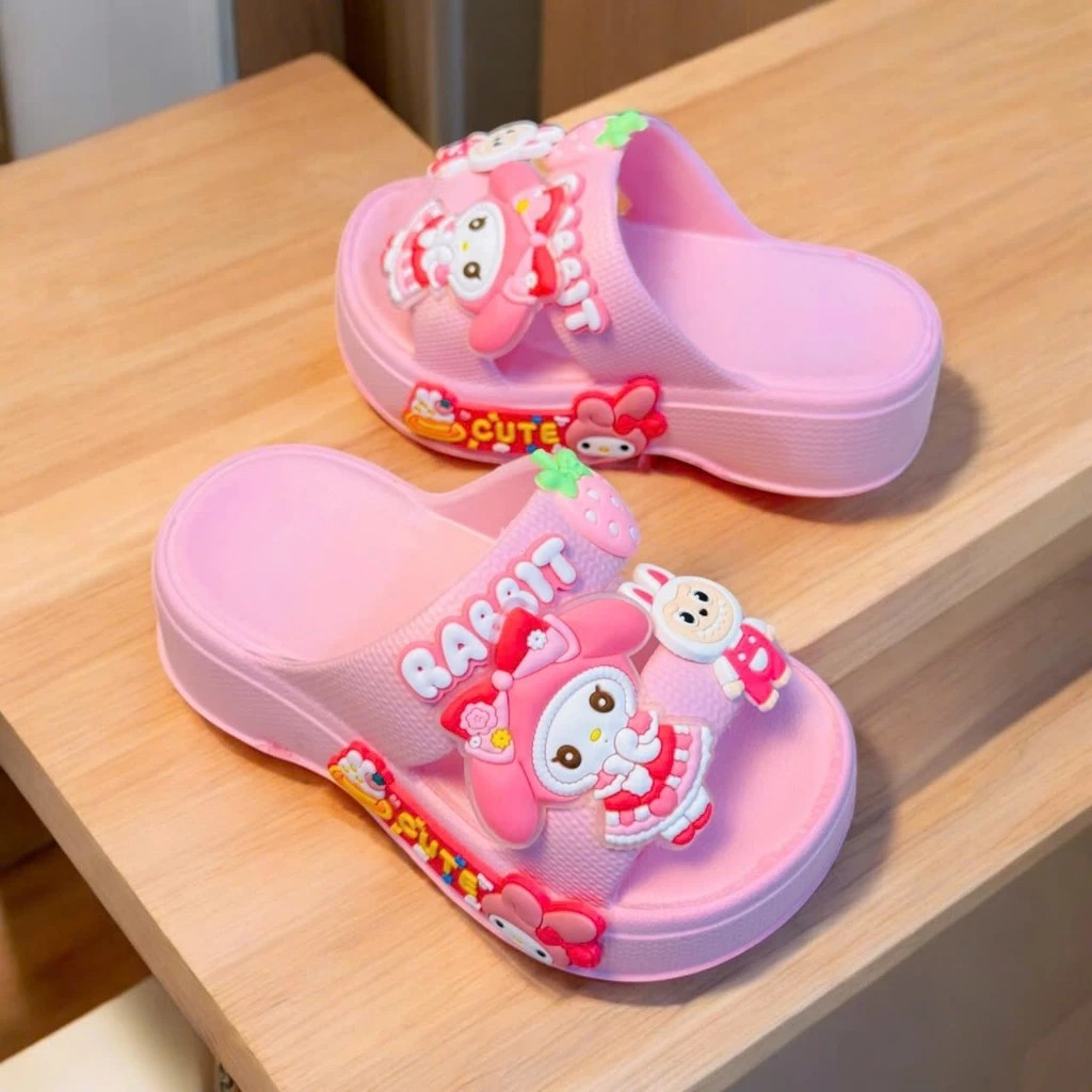 Dép bánh mì đế cong mùa hè thời trang cho bé gái cao 4 phân hình thỏ Rabbit siêu nhẹ mềm