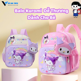 Balo Tiểu Học In Hình Kuromi Cho Bé - Balo Học Sinh Chống Gù 3D Nổi Chất Liệu Chống Thấm Nước chất Liệu An Toàn Cho Bé