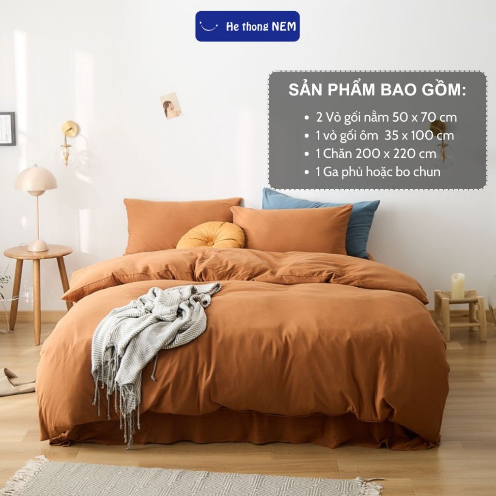 Ảnh Ga Trải Giường 5 Món Cotton He thong NEM Cao Cấp Set Chăn Ra Grap Drap Gối Nệm Đệm Trải Phủ Bọc Giường Trần Bông Đẹp 3