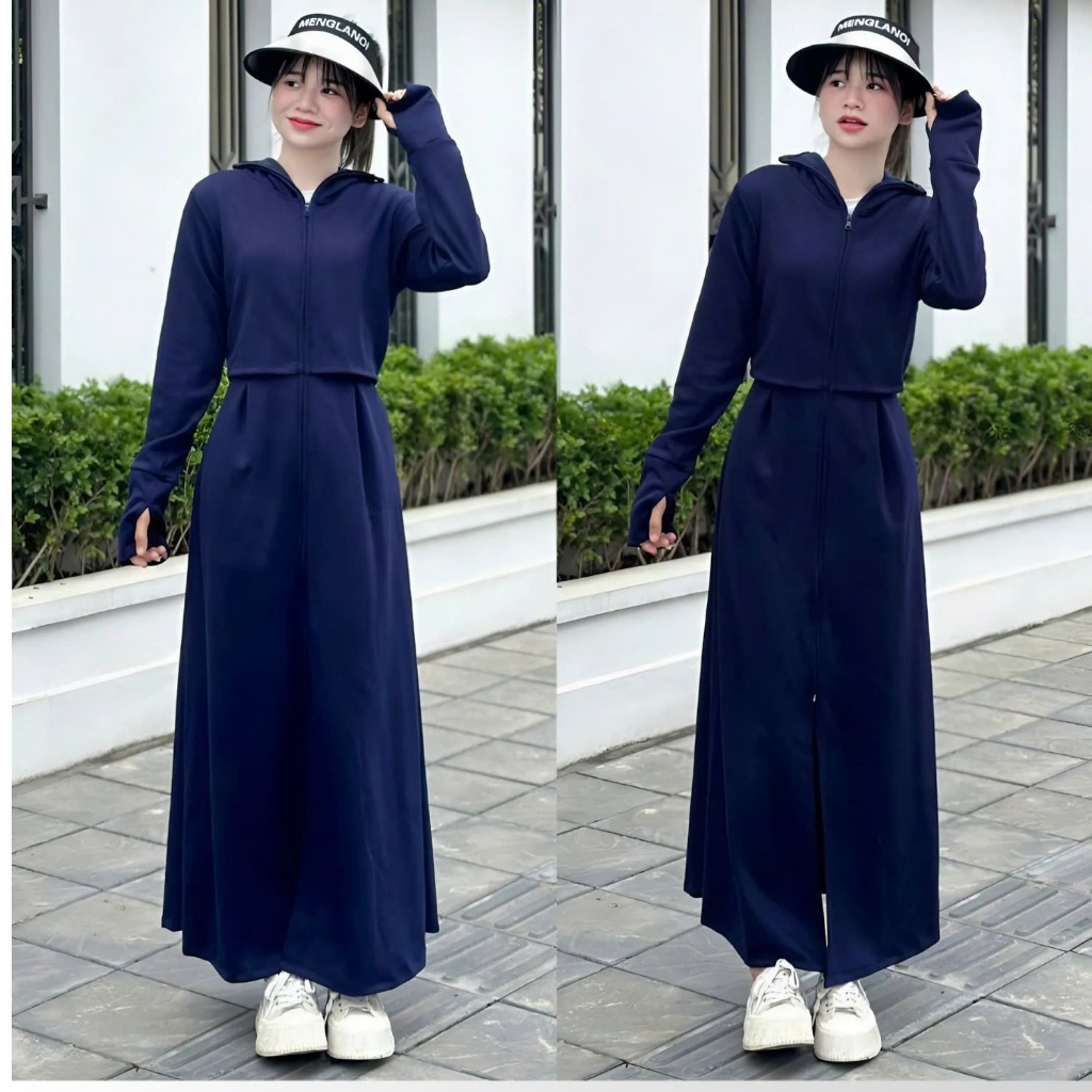 Áo chống nắng nữ toàn thân dáng dài vải umi croptop loại 1 , áo choàng chống nắng váy liền thân 2 lớp thân trên mới nhất